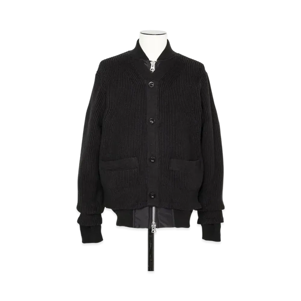 Sacai Nylon Twill Knit Cardigan "Black"