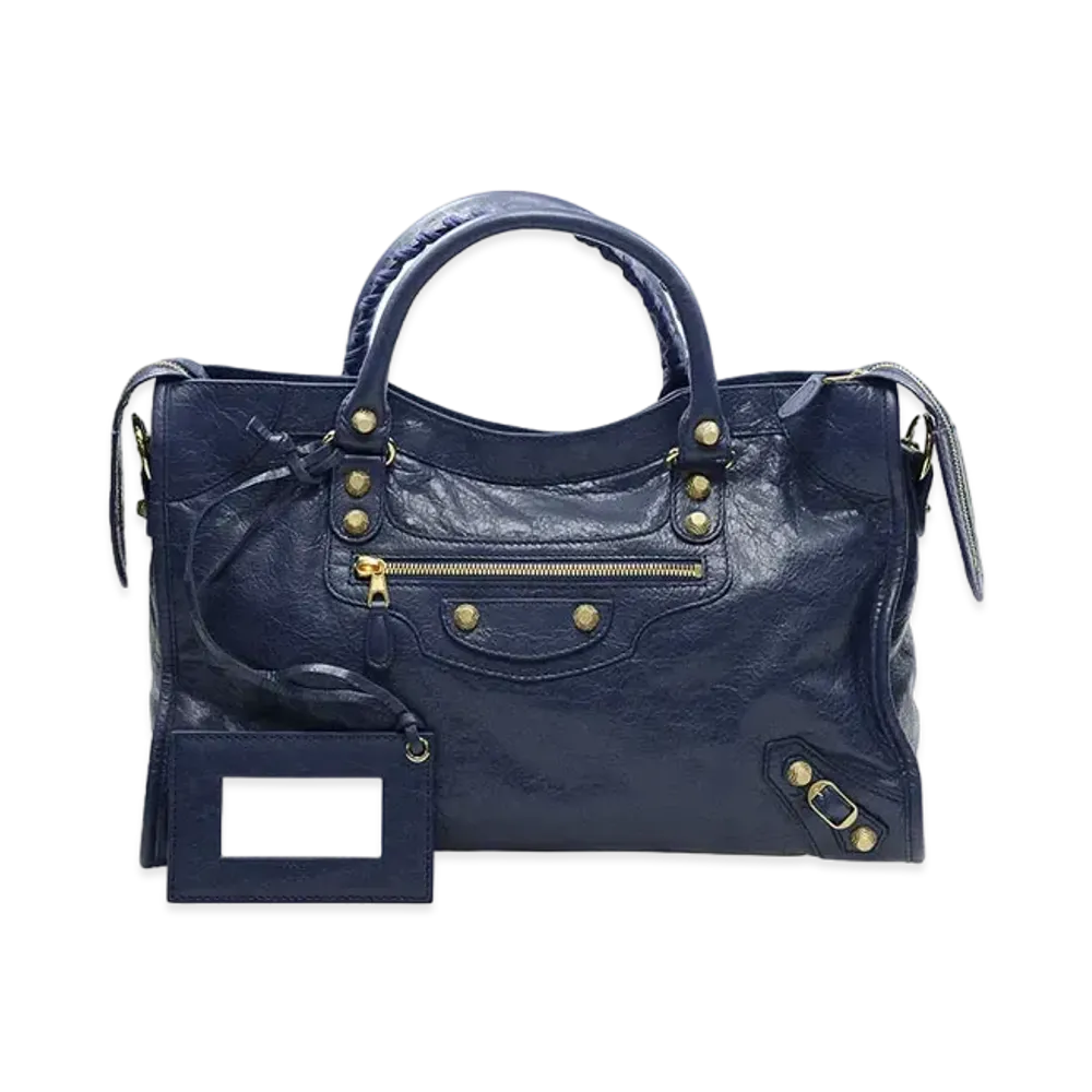 BALENCIAGA Handbag Gold City Lambskin "Dark Blue"