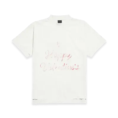 BALENCIAGA Women's Lipstick Valentines Small Fit T-Shirt "White"
