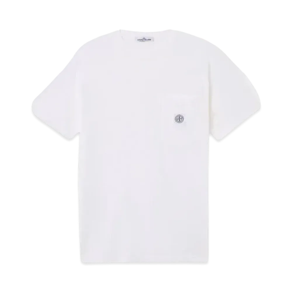 Stone Island 2100219 Organic Cotton Jersey Fissato Effect "White"