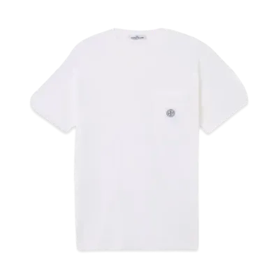 Stone Island 2100219 Organic Cotton Jersey Fissato Effect "White"