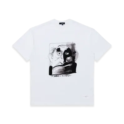 COMME des GARCONS HOMME Cotton JerseyGarment Print "Wht/BlkB Pattern"