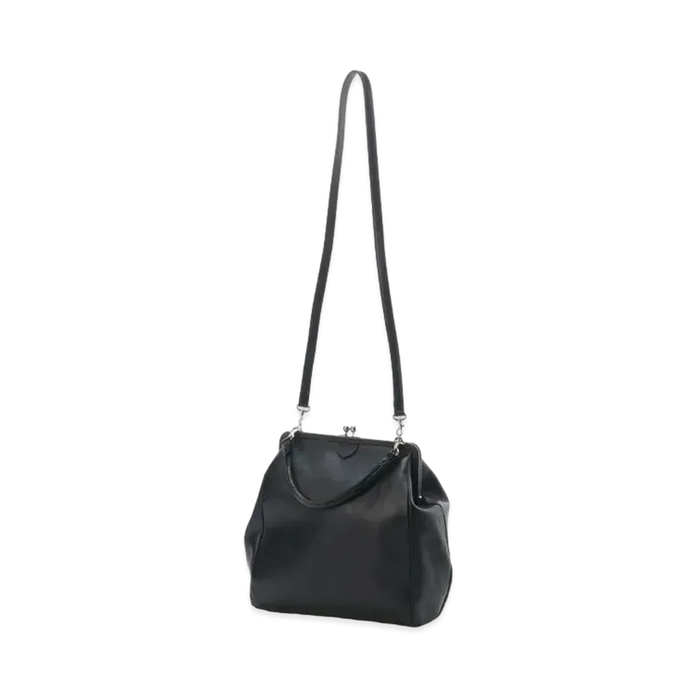 Yohji Yamamoto Y's SEMI GLOSS LEATHER HANDLE CLASP BAG "Black"