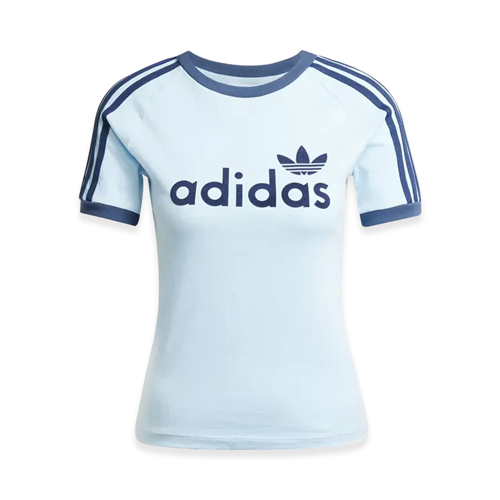 adidas Women's Linear Graphic Cali Short Sleeve T-Shirt "Clear Sky/Off White"