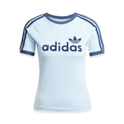 adidas Women's Linear Graphic Cali Short Sleeve T-Shirt "Clear Sky/Off White"