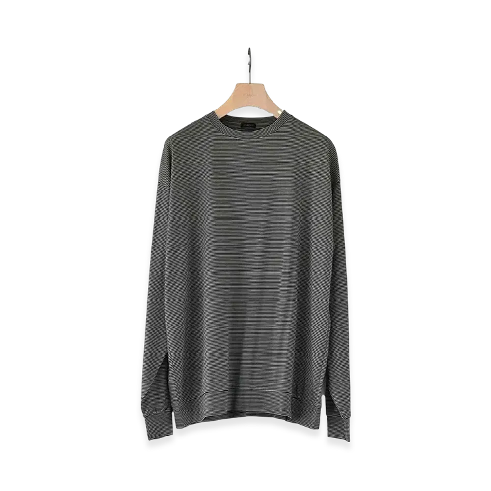 COMOLI Summer Wool L/S Crew "Border"