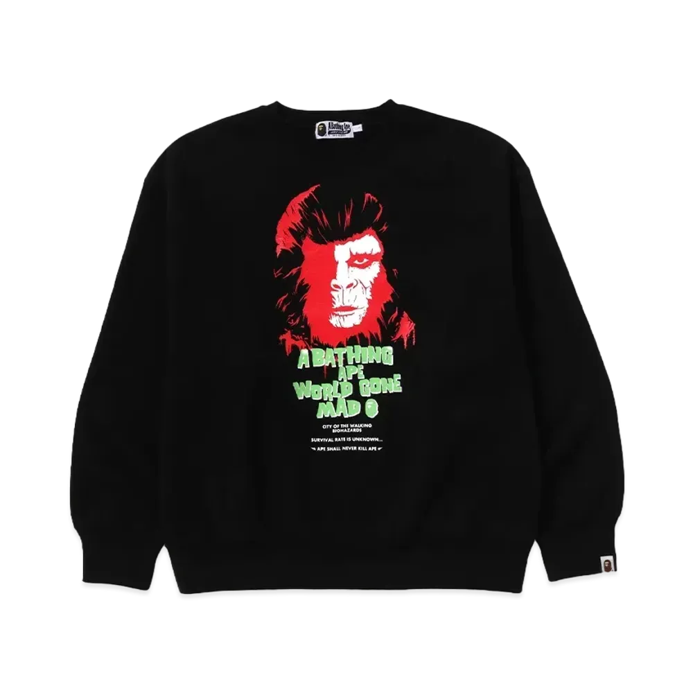 A BATHING APE Horror Relaxed Fit Crewneck Sweatshirt "Black"