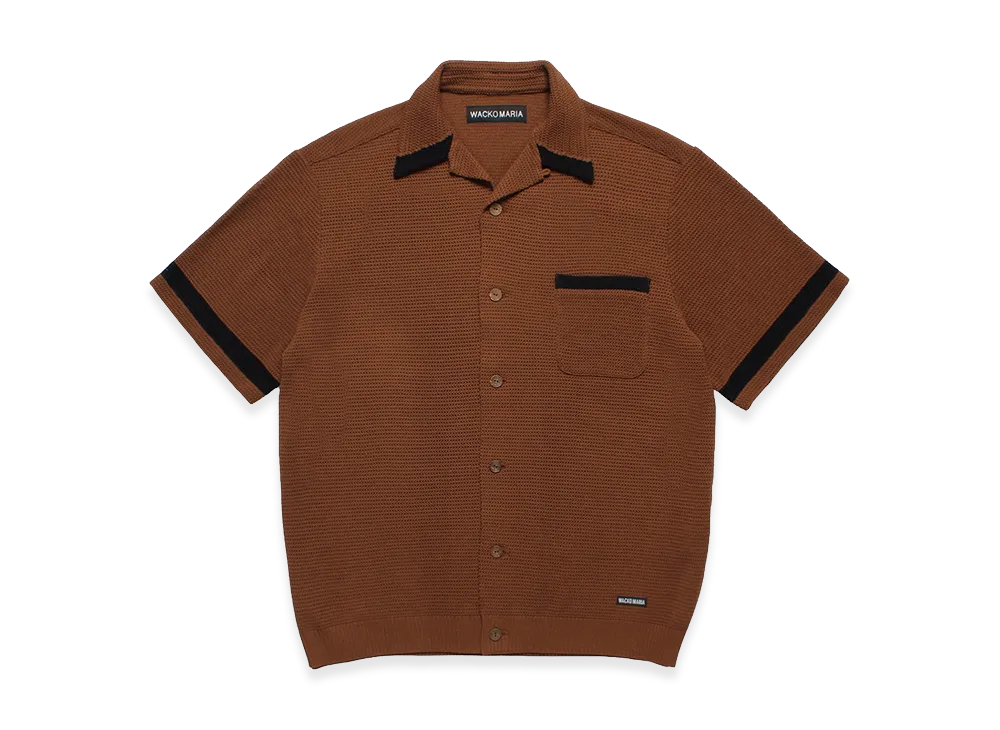 WACKO MARIA Knit Open Collar Shirt "Brown"