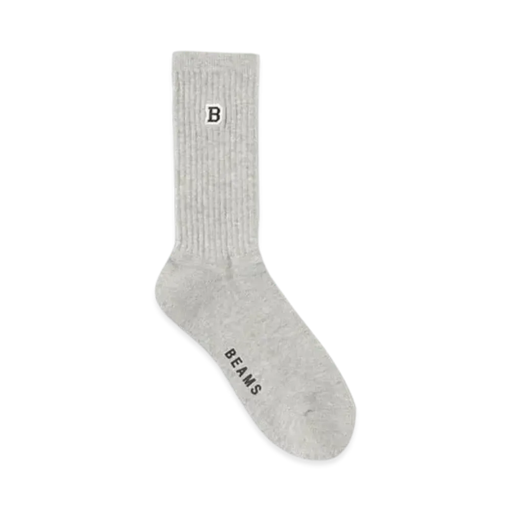 BEAMS B Patch Logo Socks "Gray"