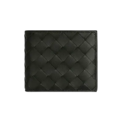Bottega Veneta Bi-Fold Wallet With Exterior Pocket "Black"