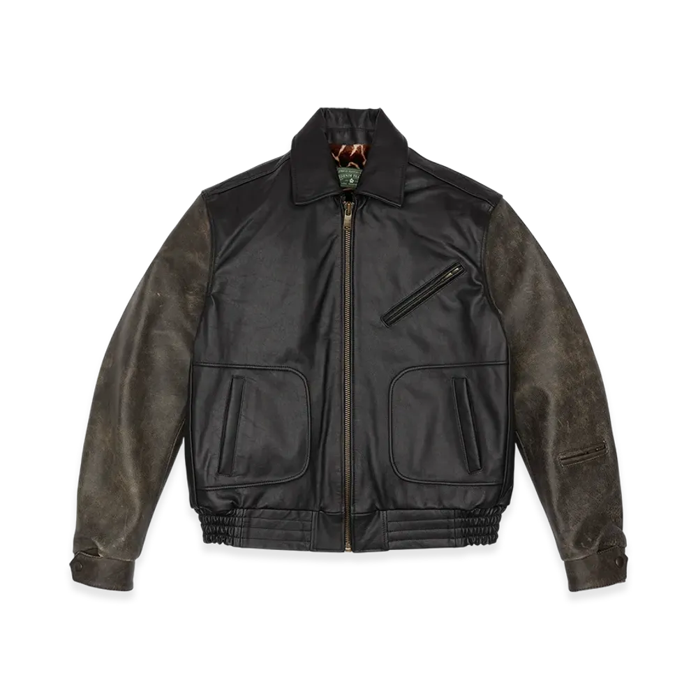 DENIM TEARS Leather Moto Jacket "Multi"