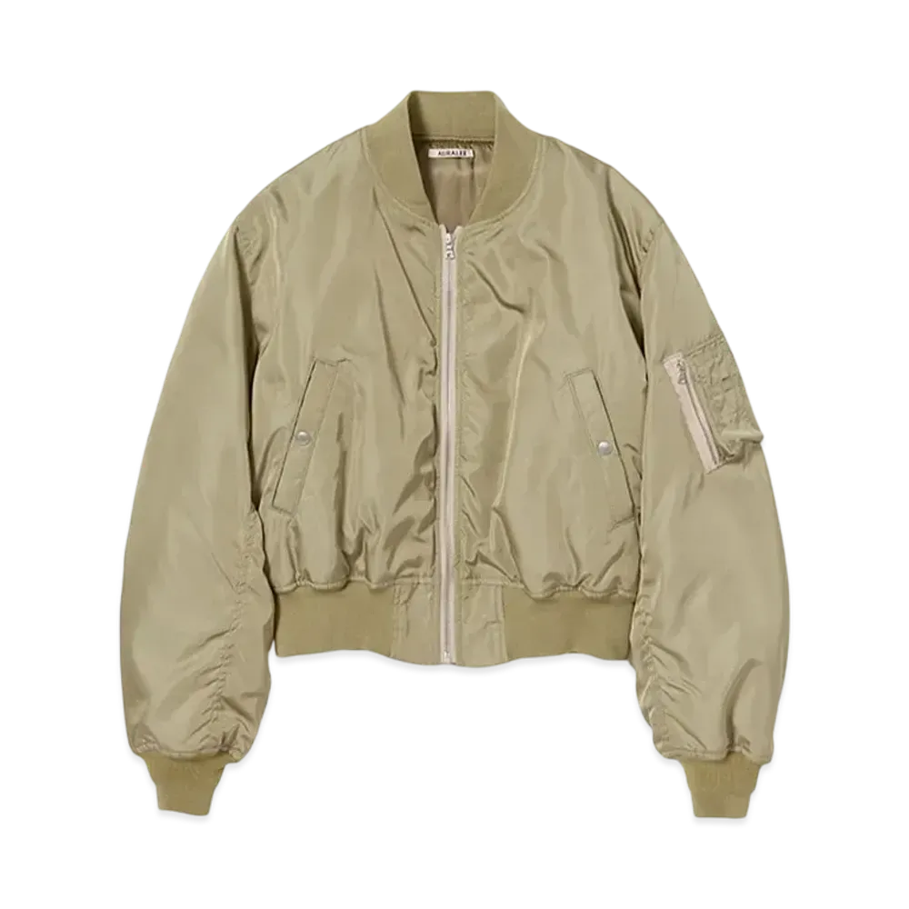 AURALEE High Density Silk Twill Flight Blouson "Khaki Beige"