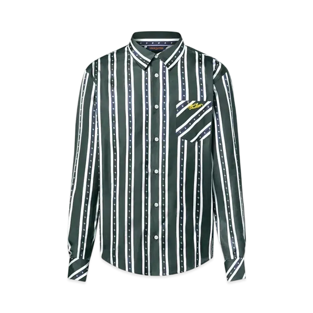 Louis Vuitton Long-Sleeved Silk Shirt "Dark Green"