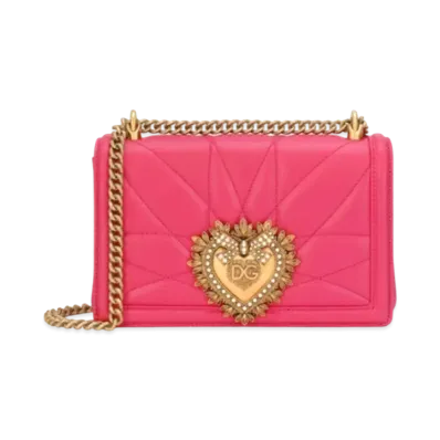 Dolce&Gabbana Devotion Crossbody Bag Medium Matrasse Nappa "Fuchsia"