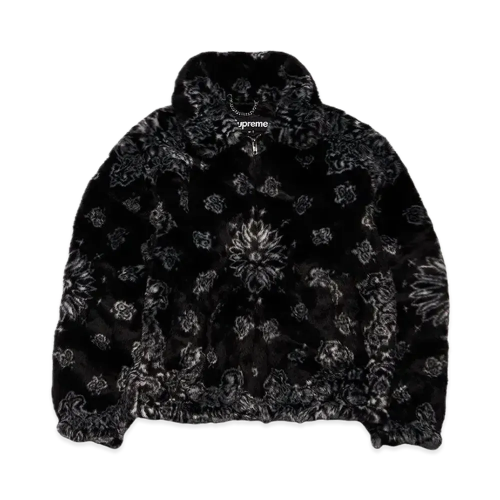 Supreme Bandana Faux Fur Bomber Jacket "Black"