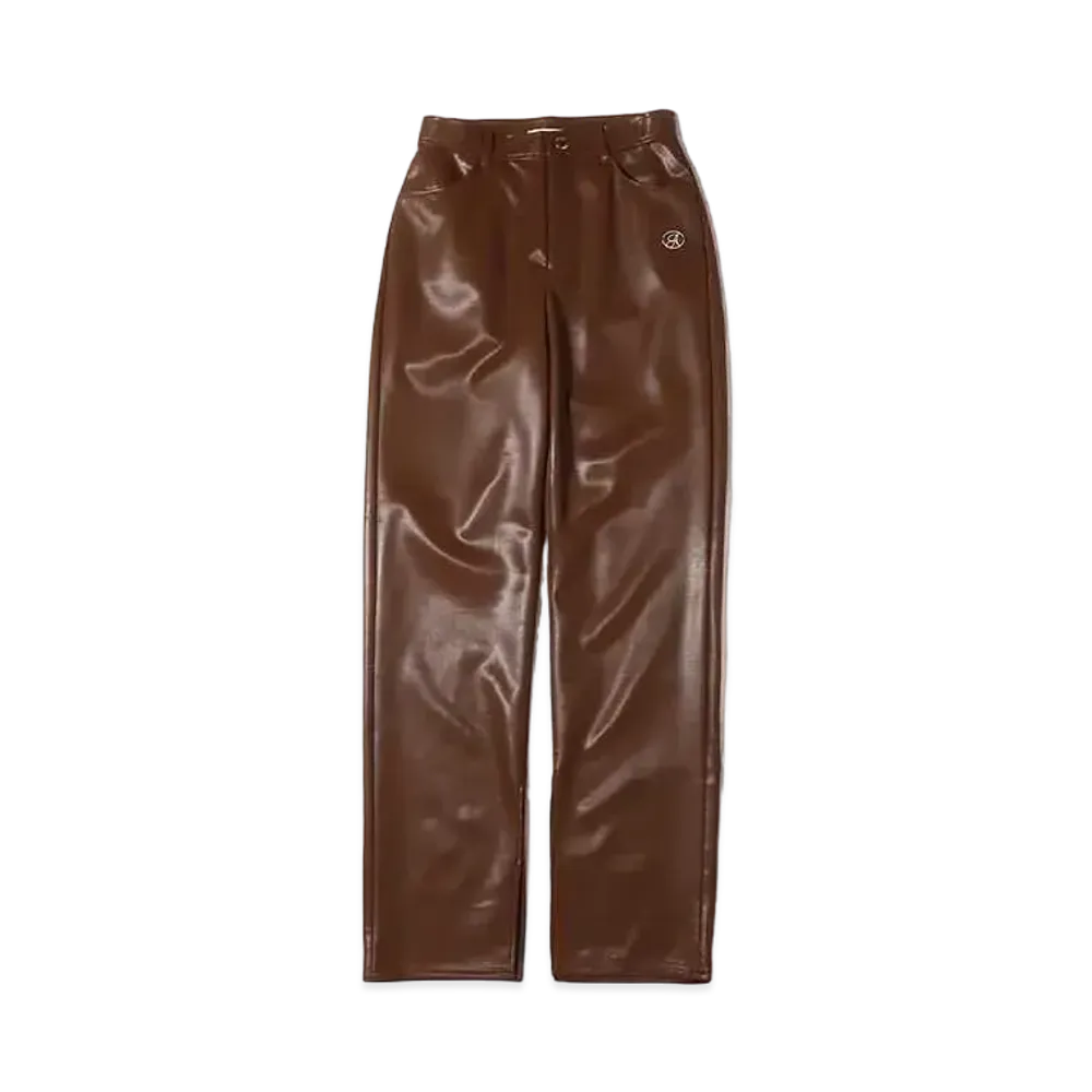 atmos pink Faux Leather Cut Pants "Brown"