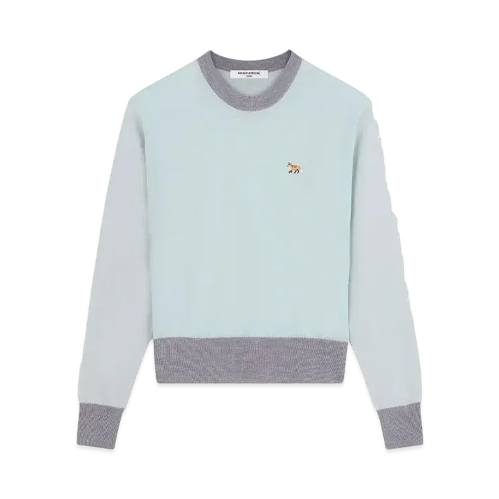 Maison Kitsune Baby Fox Patch Color Block Jumper "Peppermint"