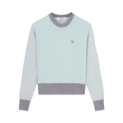 Maison Kitsune Baby Fox Patch Color Block Jumper "Peppermint"