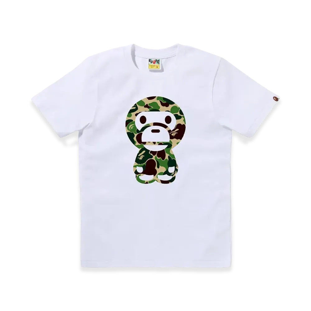 A BATHING APE Women's ABC Camo Big Baby Milo Tee "White/Green"