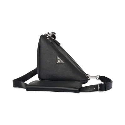 PRADA Saffiano Leather Shoulder Bag "Black"