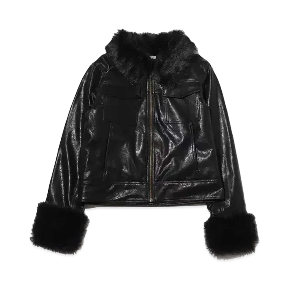 atmos pink Two-Way Faux Leather Jacket "Black"