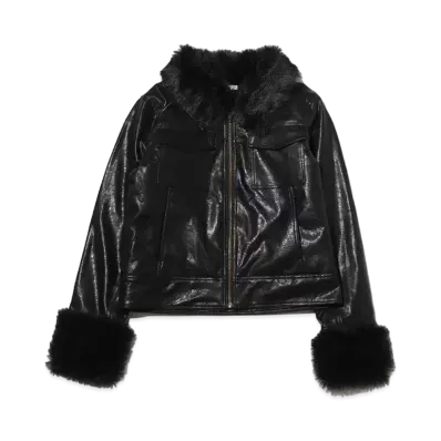atmos pink Two-Way Faux Leather Jacket "Black"