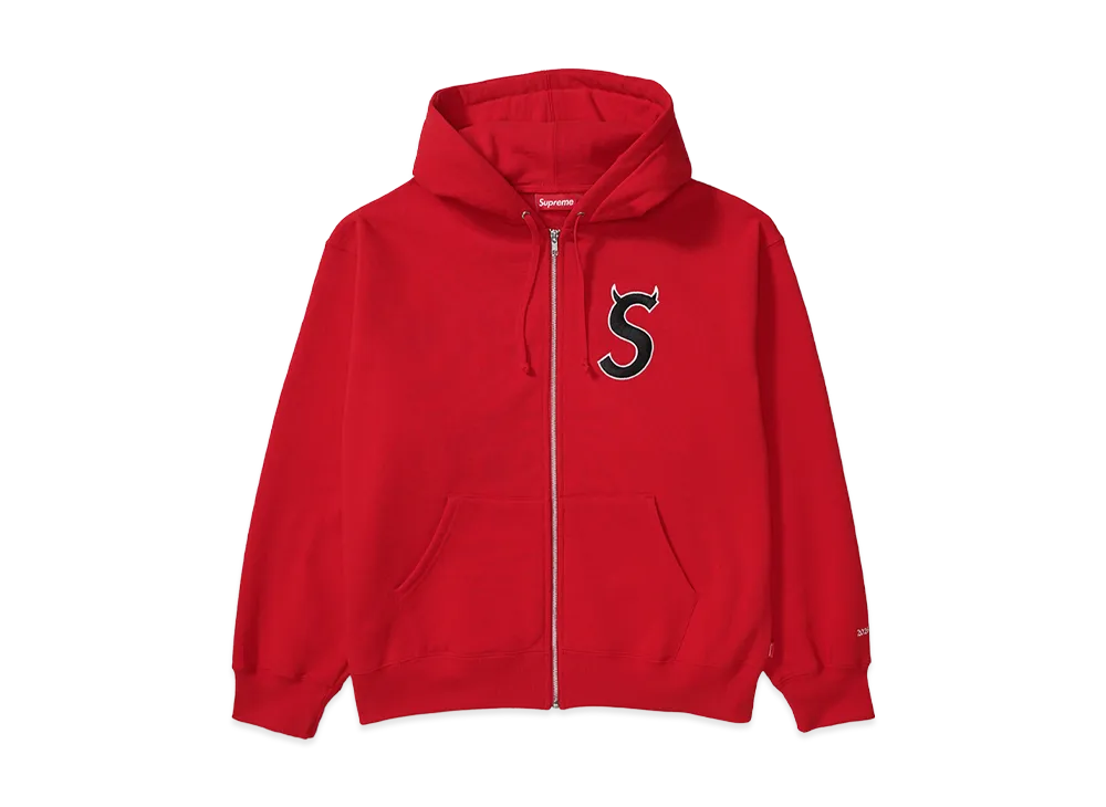 Supreme Devil S Logo Zip Up Hooded Sweatshirt "Red"