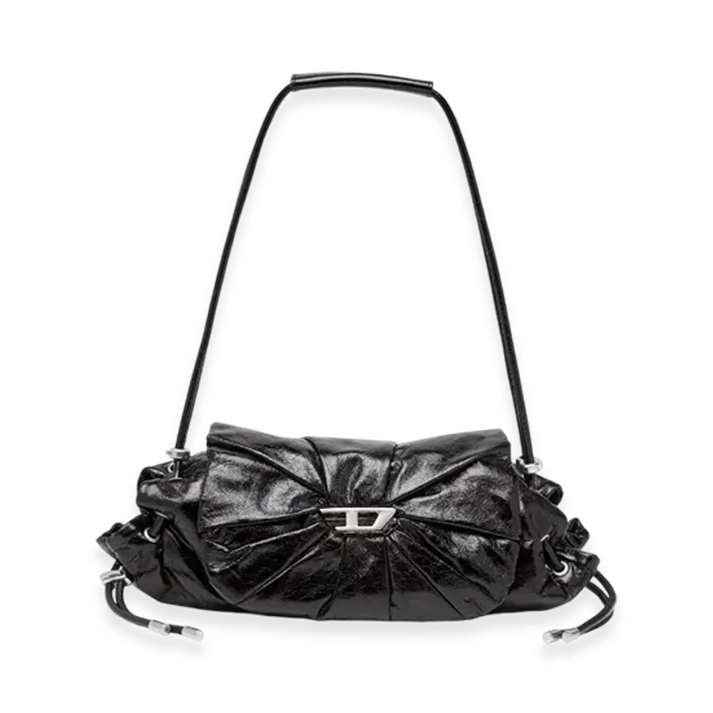 Diesel Scrunch-D Shoulder S Scrunch-D S-Shoulder Bag In Scrunched Leather "Black"