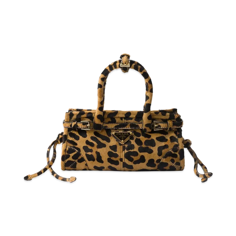 PRADA Bonnie Printed Leather Mini Handbag "Honey"