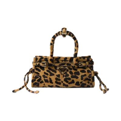 PRADA Bonnie Printed Leather Mini Handbag "Honey"