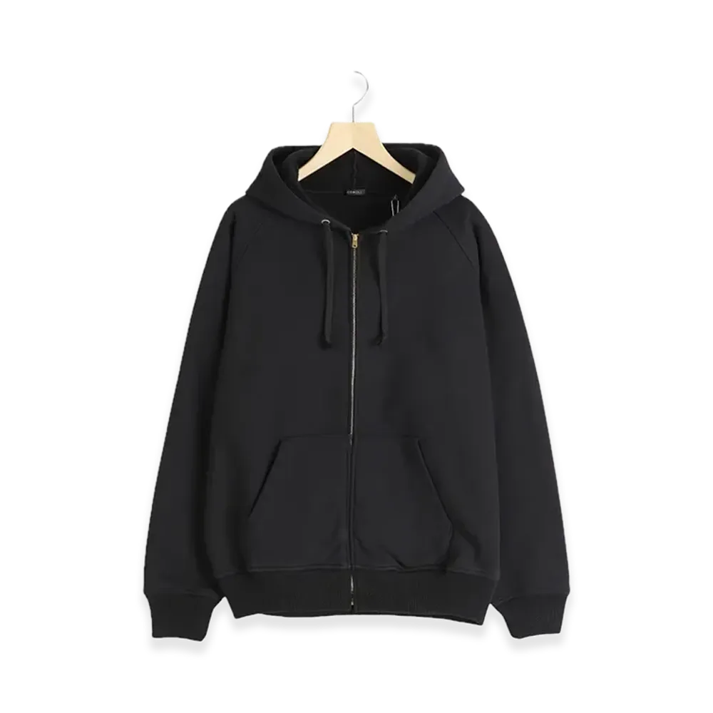 COMOLI Cotton French Terry Zip Parka "Black"