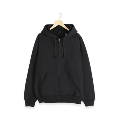 COMOLI Cotton French Terry Zip Parka "Black"