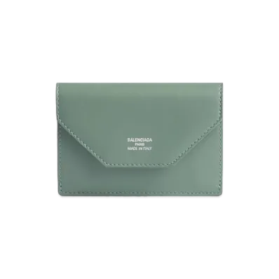 BALENCIAGA Women's Envelope Mini Wallet "Heritage Green/Blush"