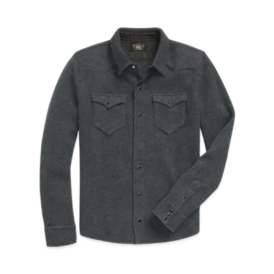 RRL Ralph Lauren Casmere Western Shirt Sweater "Gray"