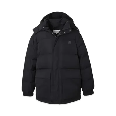 Maison Kitsune Hooded Puffer In Nylon With Tonal Fox Head Patch "Black"