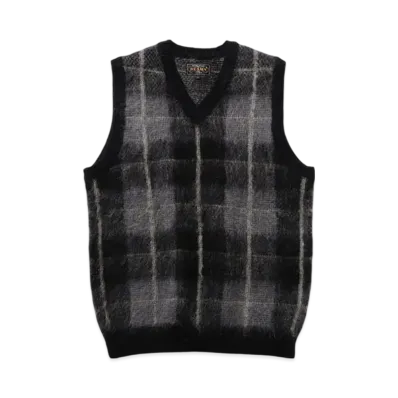 BEAMS Check Vest Mohair "Black"