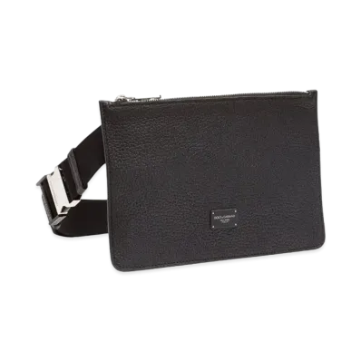 Dolce&Gabbana Palermo Flat West Pouch Carfskin Logo Plate "Black"
