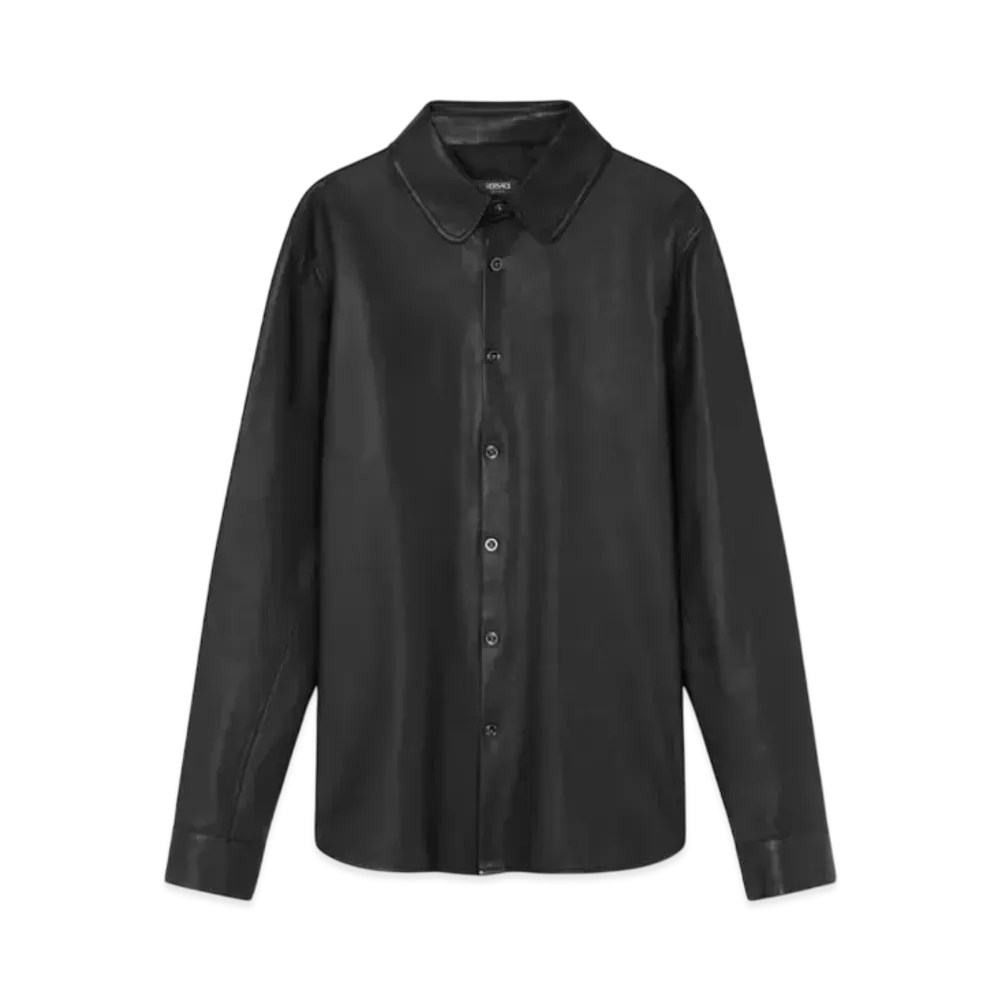 Versace Plonge Leather Shirt "Black"