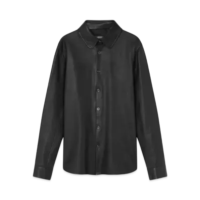Versace Plonge Leather Shirt "Black"