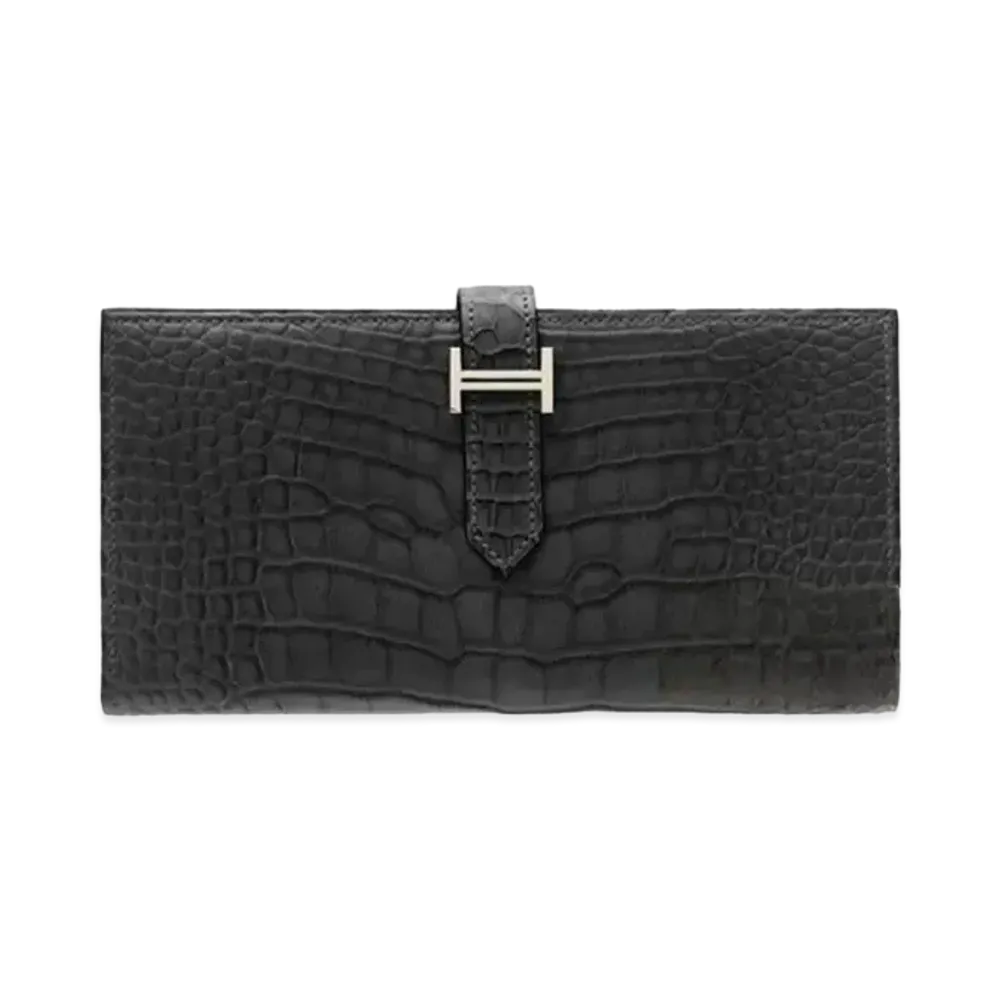 Hermes Crocodile Alligator Matte "Noir/Silver"