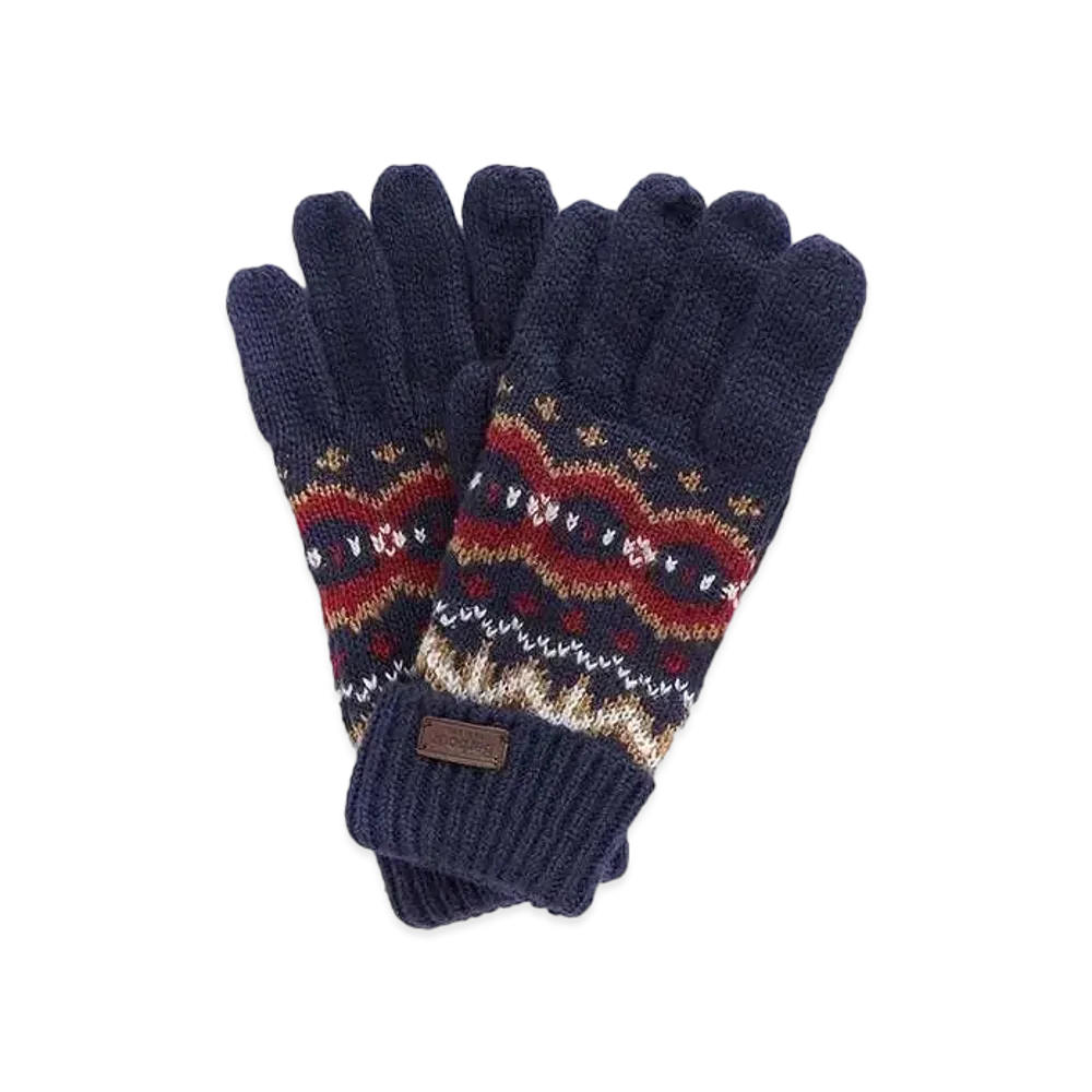 Barbour Fair Isle Knit Gloves "Red"