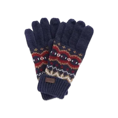 Barbour Fair Isle Knit Gloves "Red"