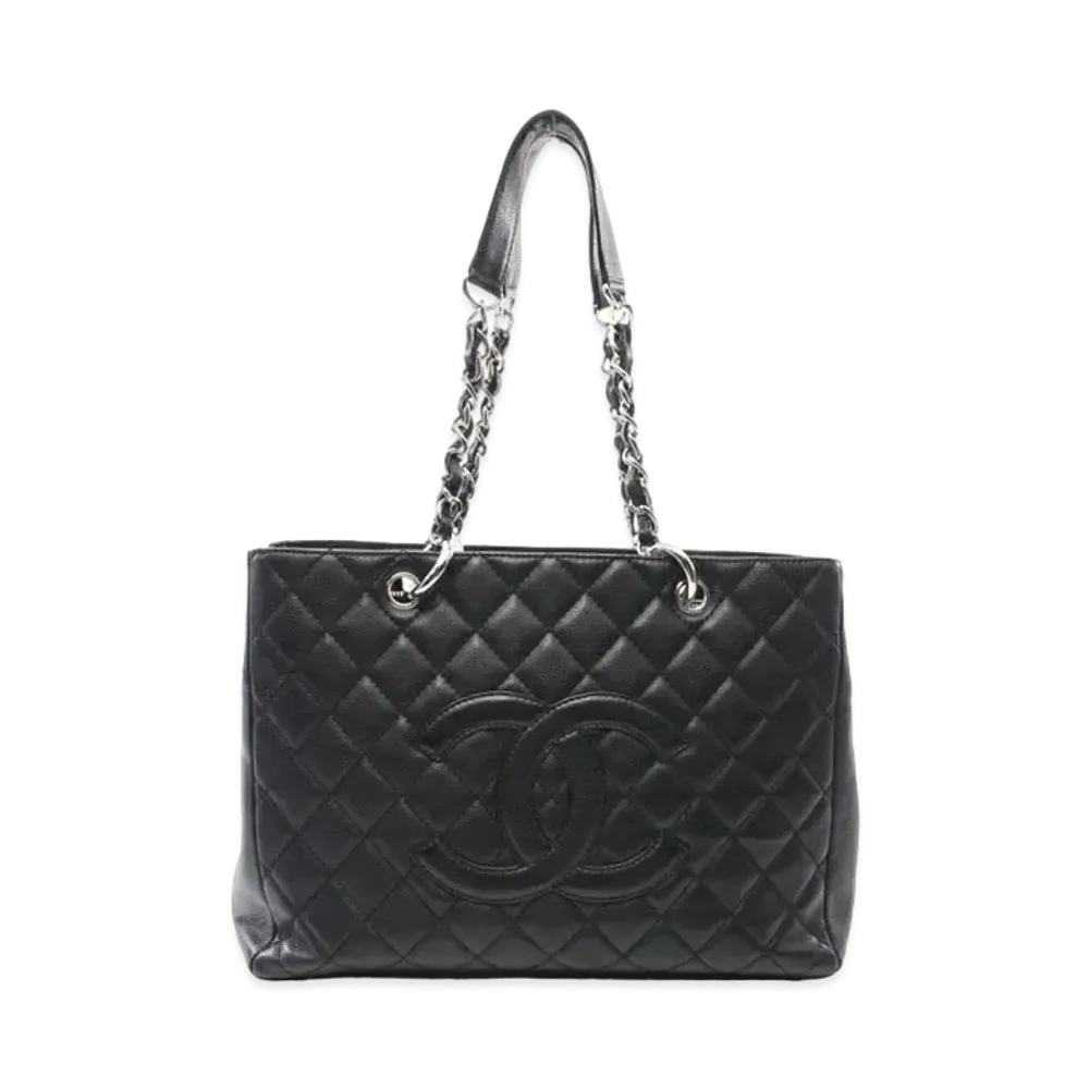 CHANEL GST Matelasse Chain Tote Bag Caviarskin "Black/Silver"