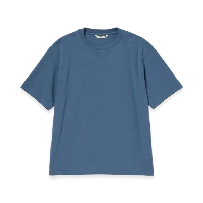 AURALEE Women's High Gauge Cotton Jersey Tee "Dusty Blue"