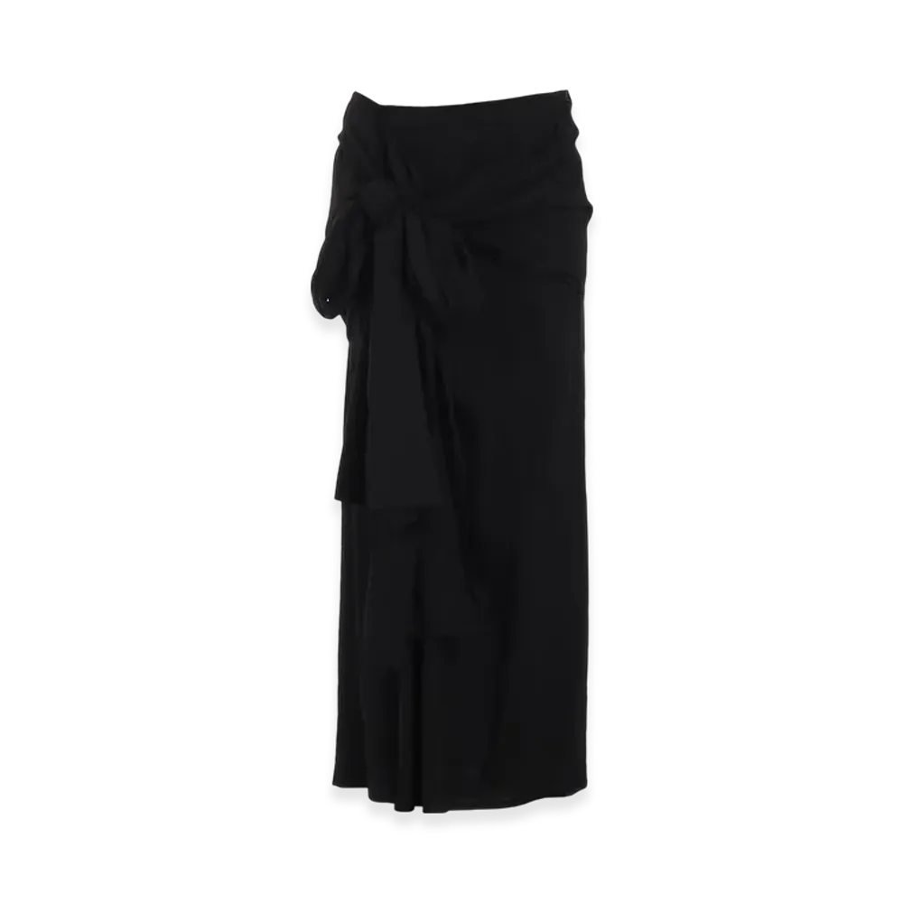 Yohji Yamamoto Ry Lawn R Front Knot Detail Skirt "Black"
