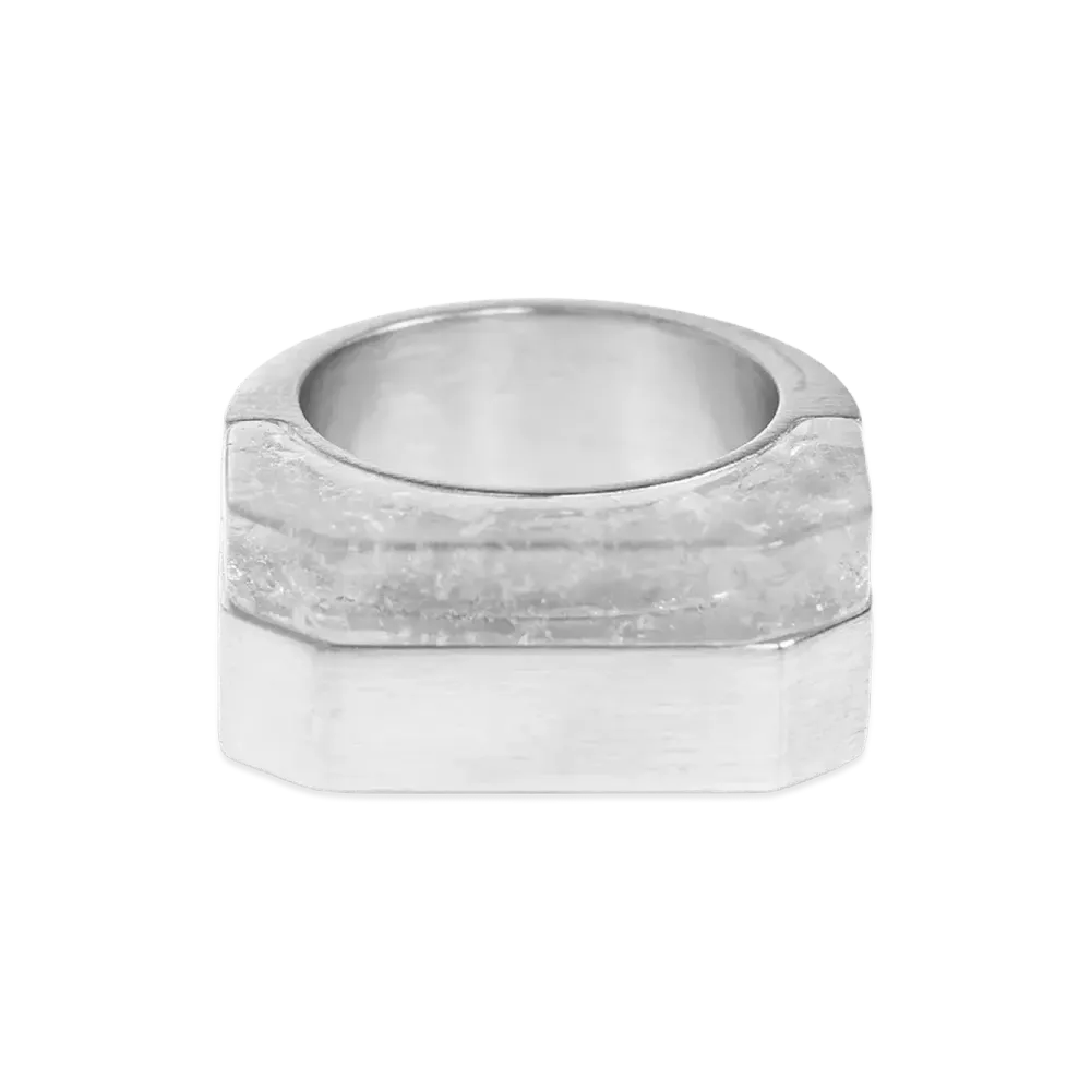 Rick Owens Women's double Crystal Hollywood Ring "Silver"