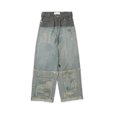 SUGARHILL STRATUM DENIM PANTS WIDE CUT "FADED INDIGO"
