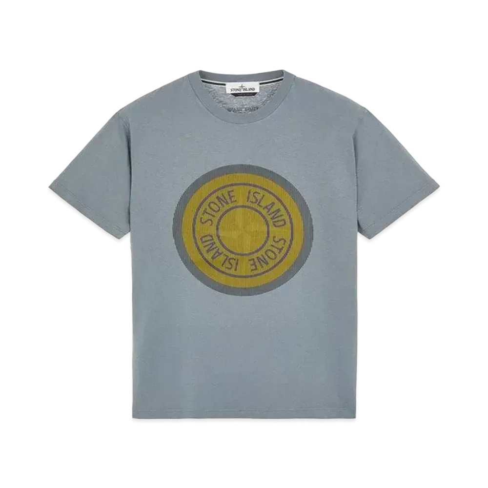 Stone Island 2NS89 COTTON JERSEY, 'LENTICULAR TWO' PRINT_SLIM FIT "Pastel Blue"