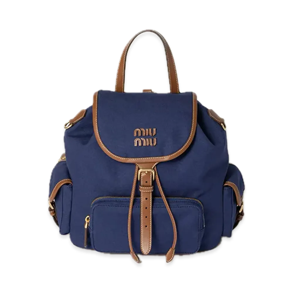 MIU MIU Canvas / Leather Backpack "Blue"