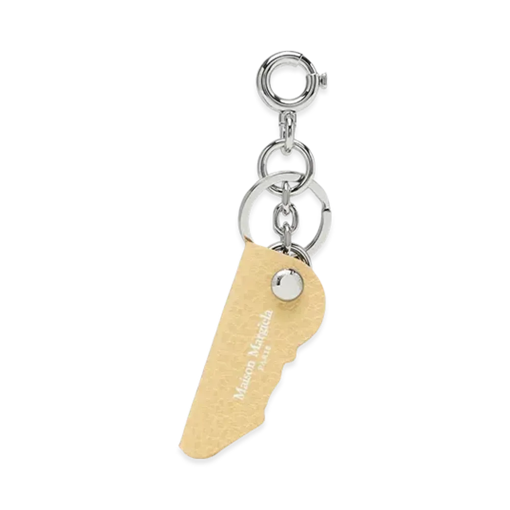 Maison Margiela Logo Leather Keyring "Cream"